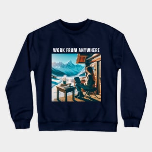 Work From Anywhere - Woman in Mountains and Snow Crewneck Sweatshirt